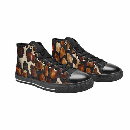 MEN'S Cow Animal Print High Top Canvas Aesthetic Custom Shoes