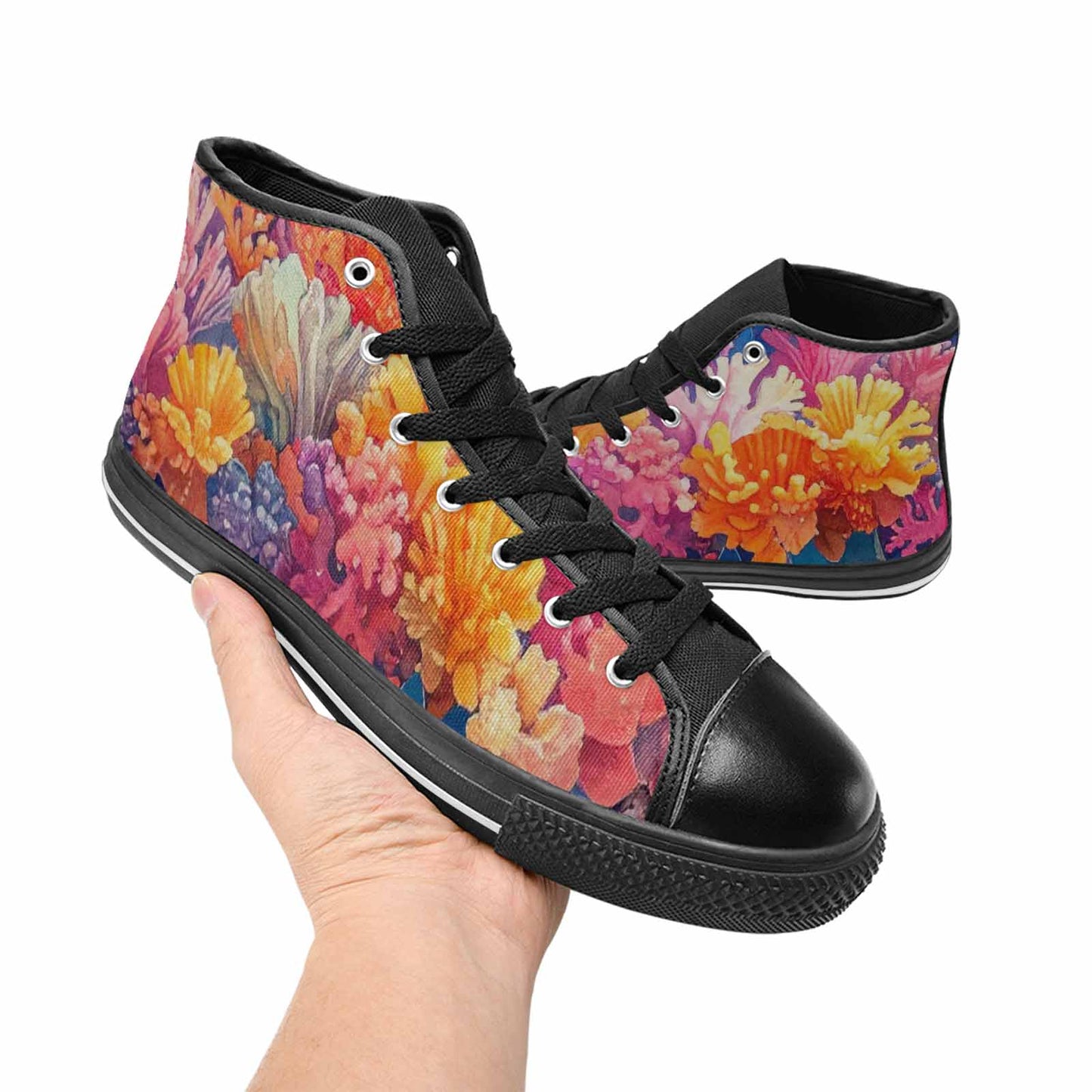 WOMEN'S Fish Scale Coral High Top Canvas Surreal Shoes