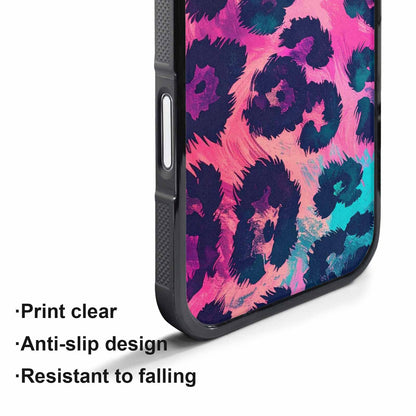 iPhone 17 Pro Max Case — Leopard Neon Pink Teal Airbrush Animal, Custom Made Phone Cover