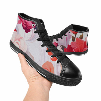 WOMEN'S Marble Floral High Top Canvas Neon Fantasy Shoes