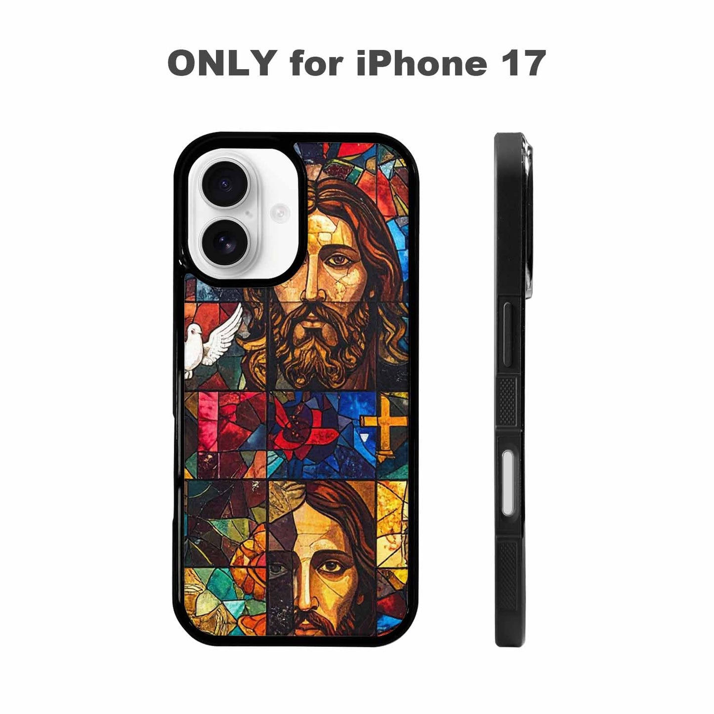iPhone 17 Case — Jesus Face Small Cross Original Art, Custom Print Case Cover