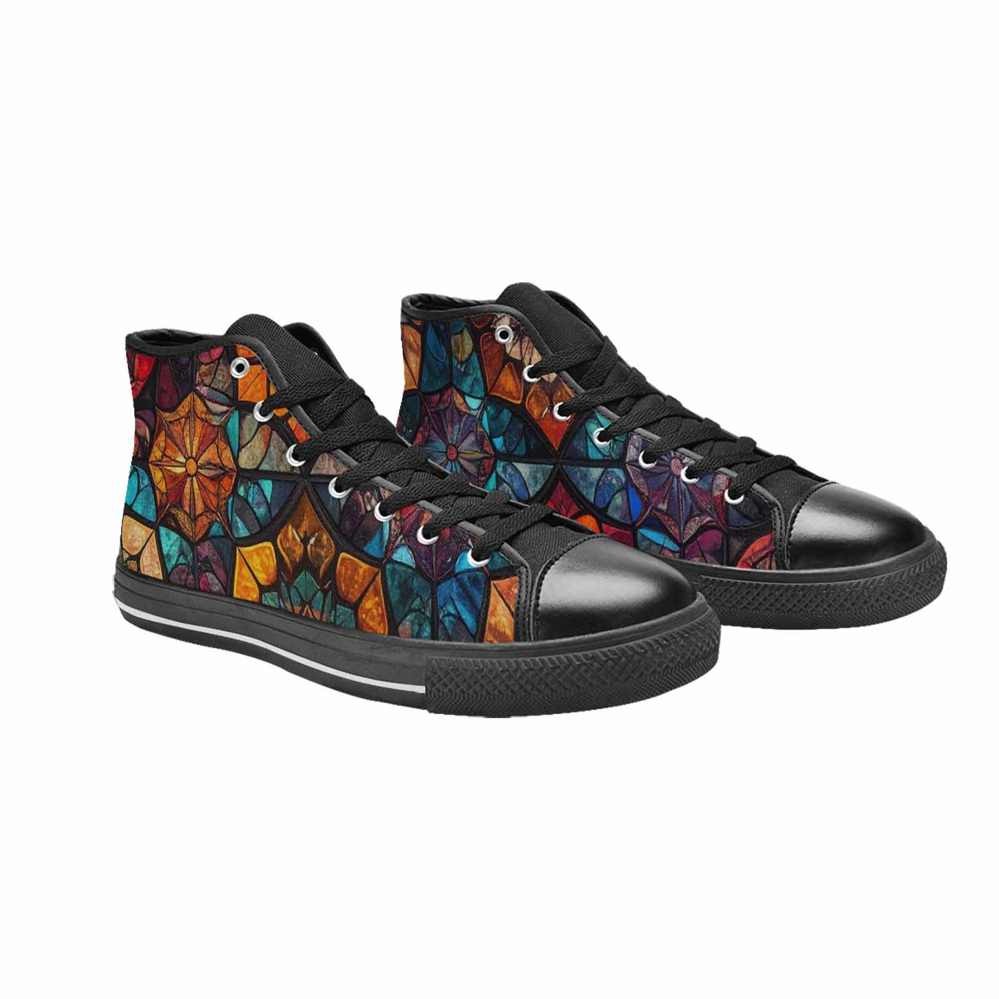MEN'S Stained Glass Kaleidoscope High Top Canvas Surreal Custom Sneakers