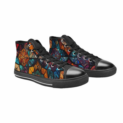 MEN'S Stained Glass Kaleidoscope High Top Canvas Surreal Custom Sneakers