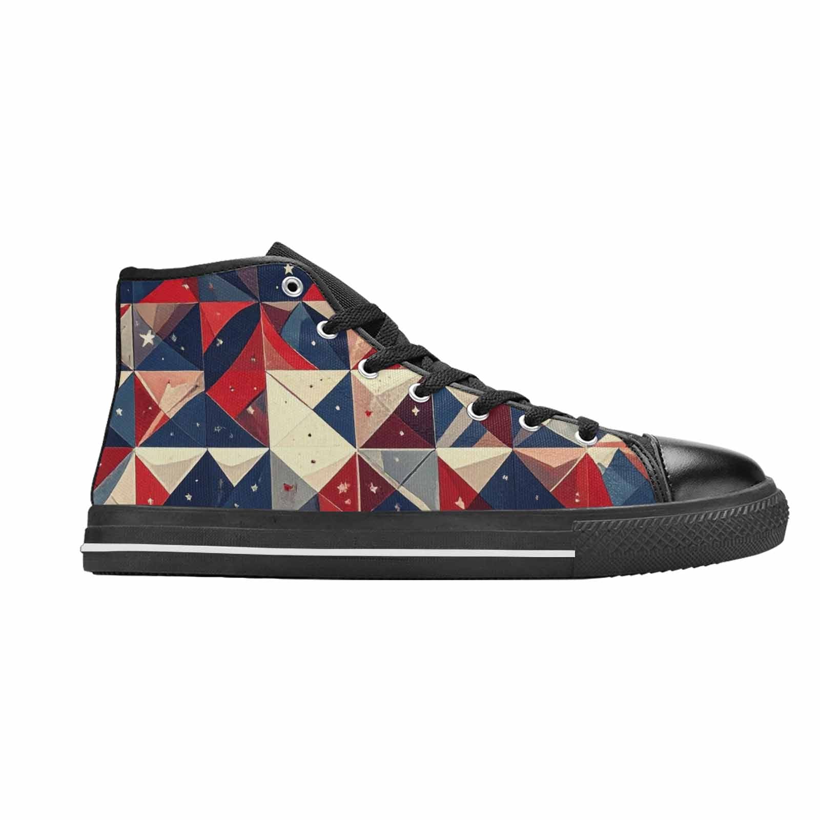 MEN'S American Flag Stars High Top Canvas Vibrant Chaos Custom Sneakers