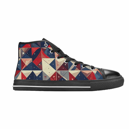 MEN'S American Flag Stars High Top Canvas Vibrant Chaos Custom Sneakers