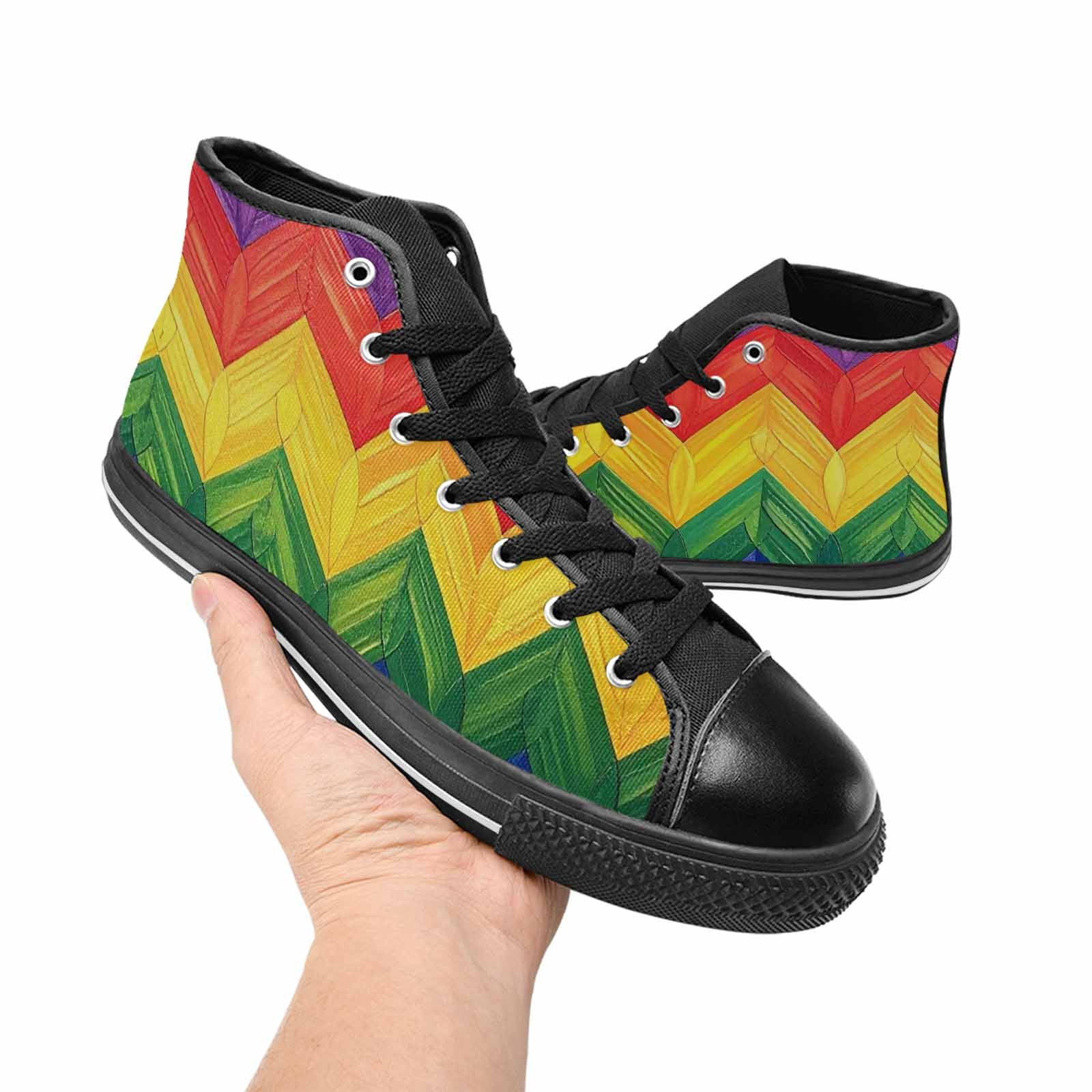 MEN'S Rainbow Pride Flag High Top Canvas Cottagecore Custom Shoes