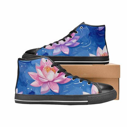 MEN'S Water Lilies Impressionist High Top Canvas Vivid Shoes
