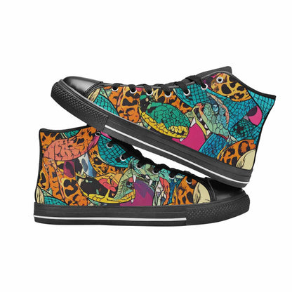 WOMEN'S Snake Print Skull High Top Canvas Dark Academia Custom Sneakers