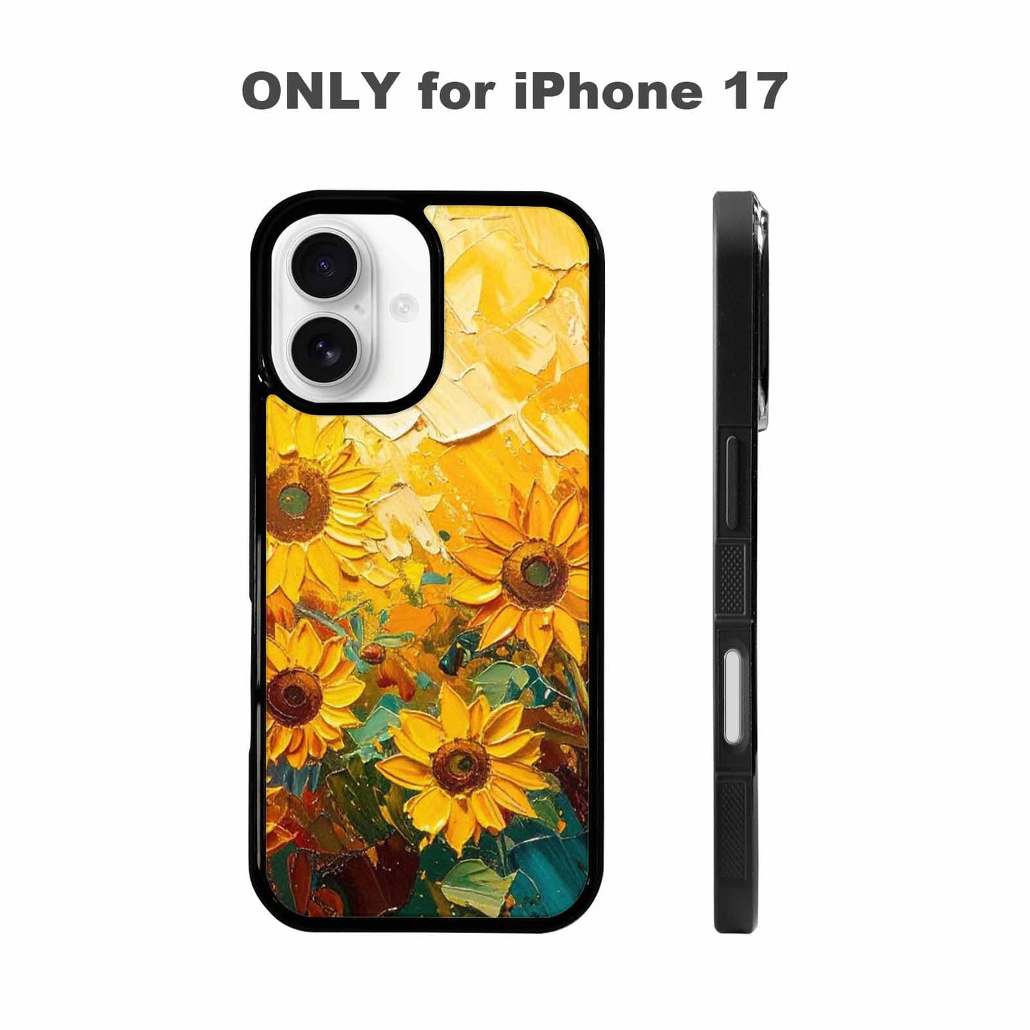 iPhone 17 Case — Impressionist Sunflower Brushstroke Pattern Floral, Custom Designed Case Cover