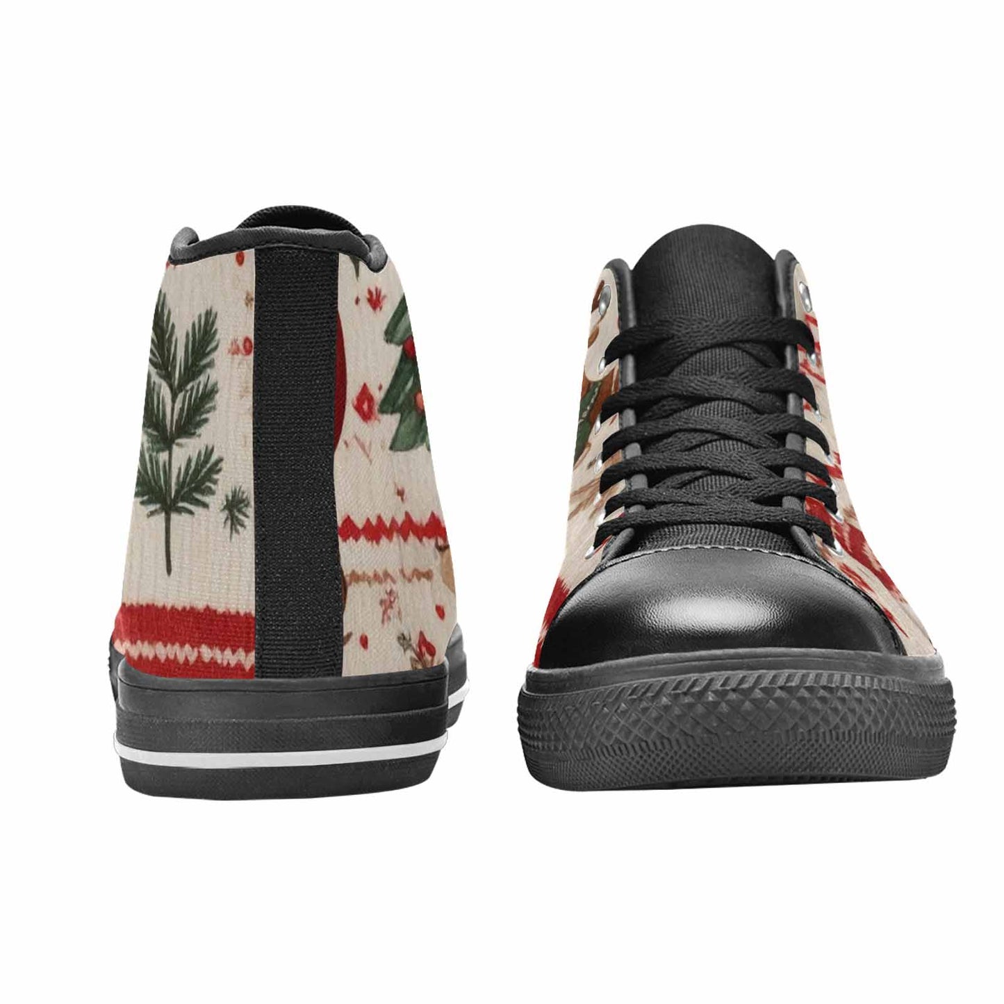 WOMEN'S Christmas Holly Snowflake High Top Canvas Vivid Custom Sneakers