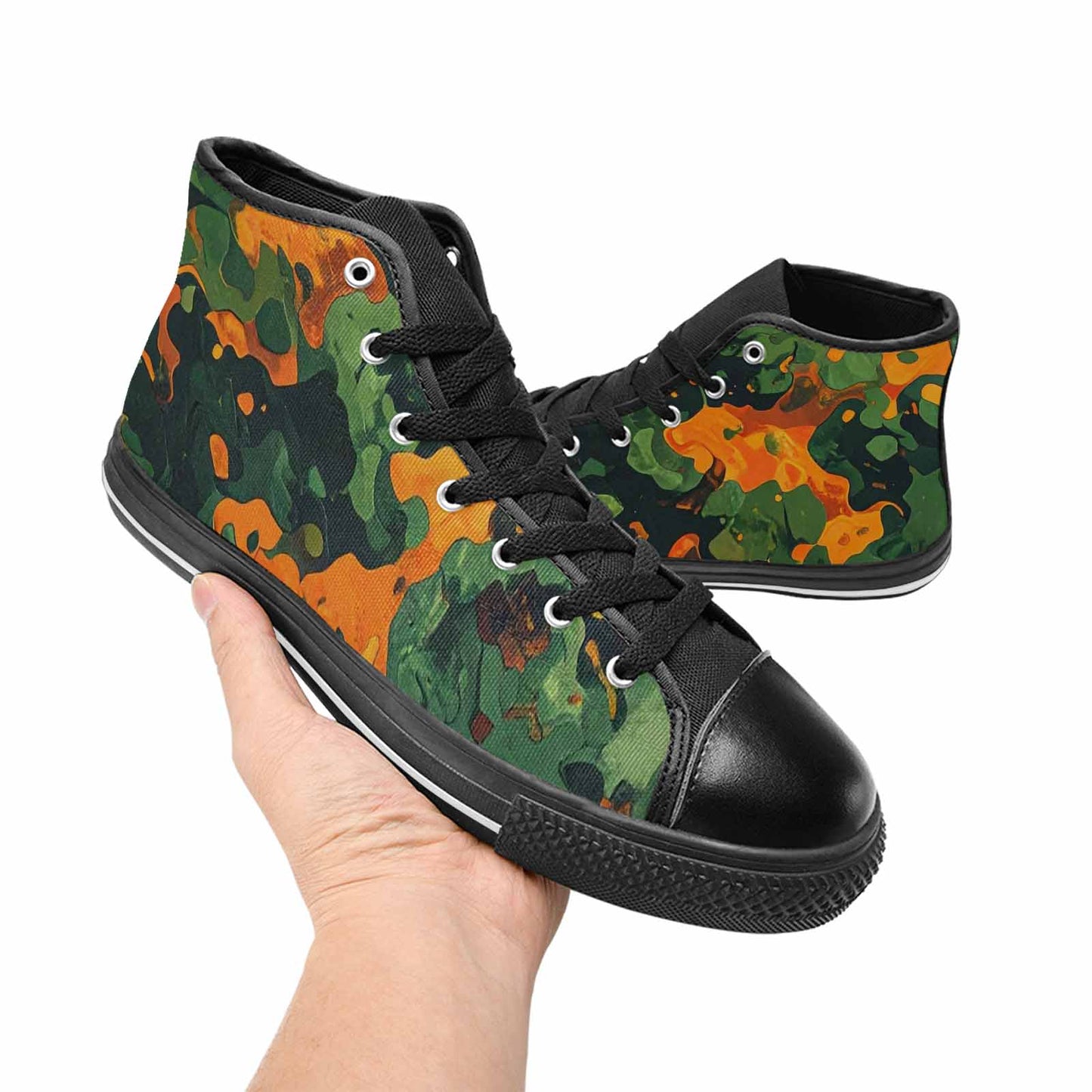 MEN'S Military Camouflage Blotch High Top Canvas Grunge Custom Sneakers
