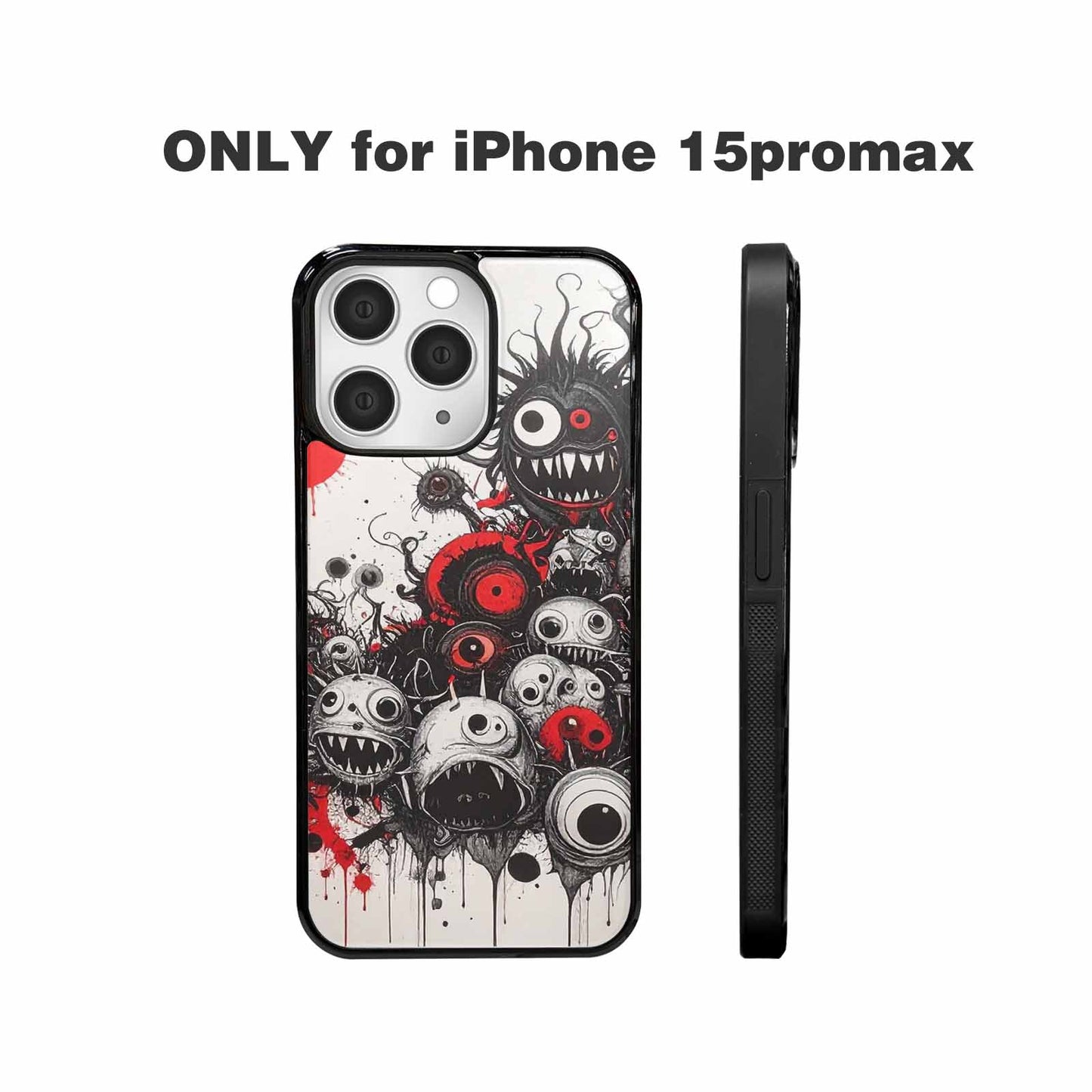 iPhone 15 Pro Max Case — Multi Eye Monster Black Red Ink, Custom Art Phone Cover
