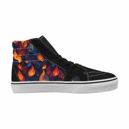 WOMEN'S Fire Flame High Top Canvas Grunge Custom Shoes