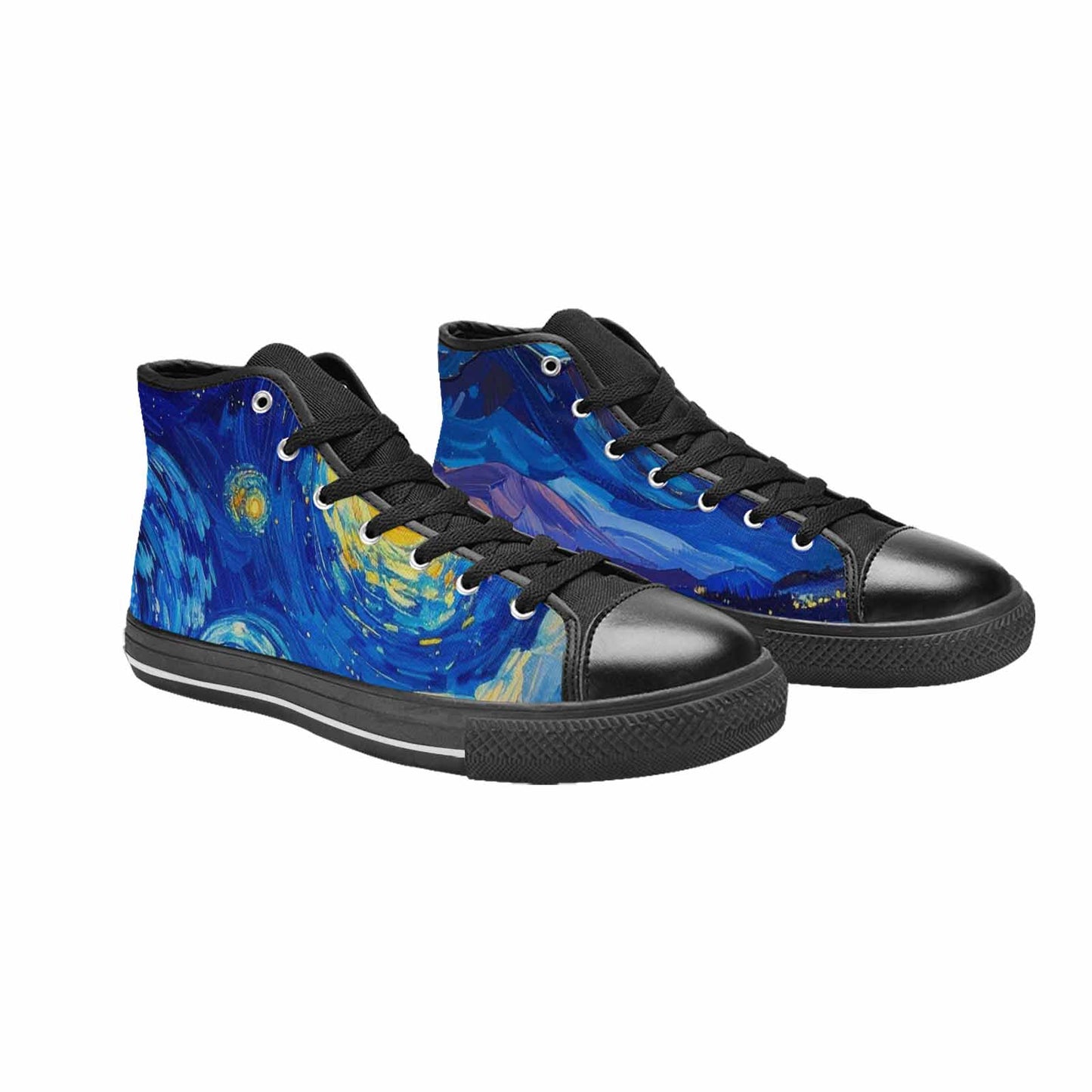 WOMEN'S Starry Night Van Gogh High Top Canvas Grunge Custom Sneakers