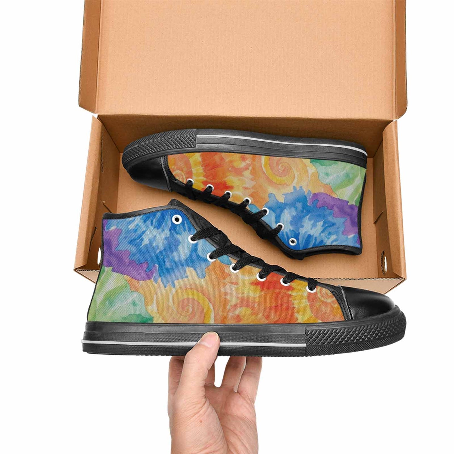 MEN'S Tie Dye Swirl High Top Canvas Aesthetic Custom Shoes