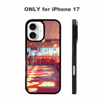 iPhone 17 Case — Diner Cartoon Art Pattern Retro Vintage, Custom Made Phone Cover