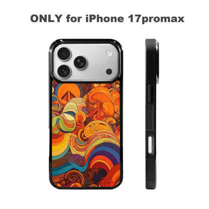 iPhone 17 Pro Max Case — Small Groovy Peace Sign Original Art, Custom Made Phone Cover