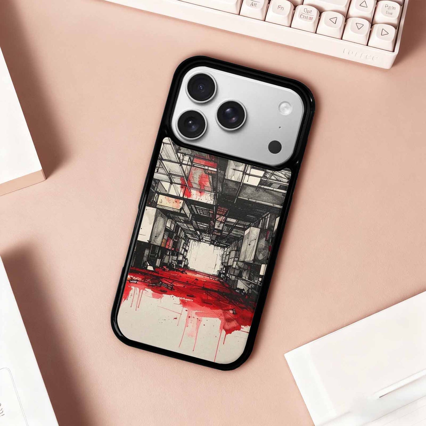iPhone 17 Pro Case — Liminal Space Fragment Black Red Galaxy, Custom Phone Case