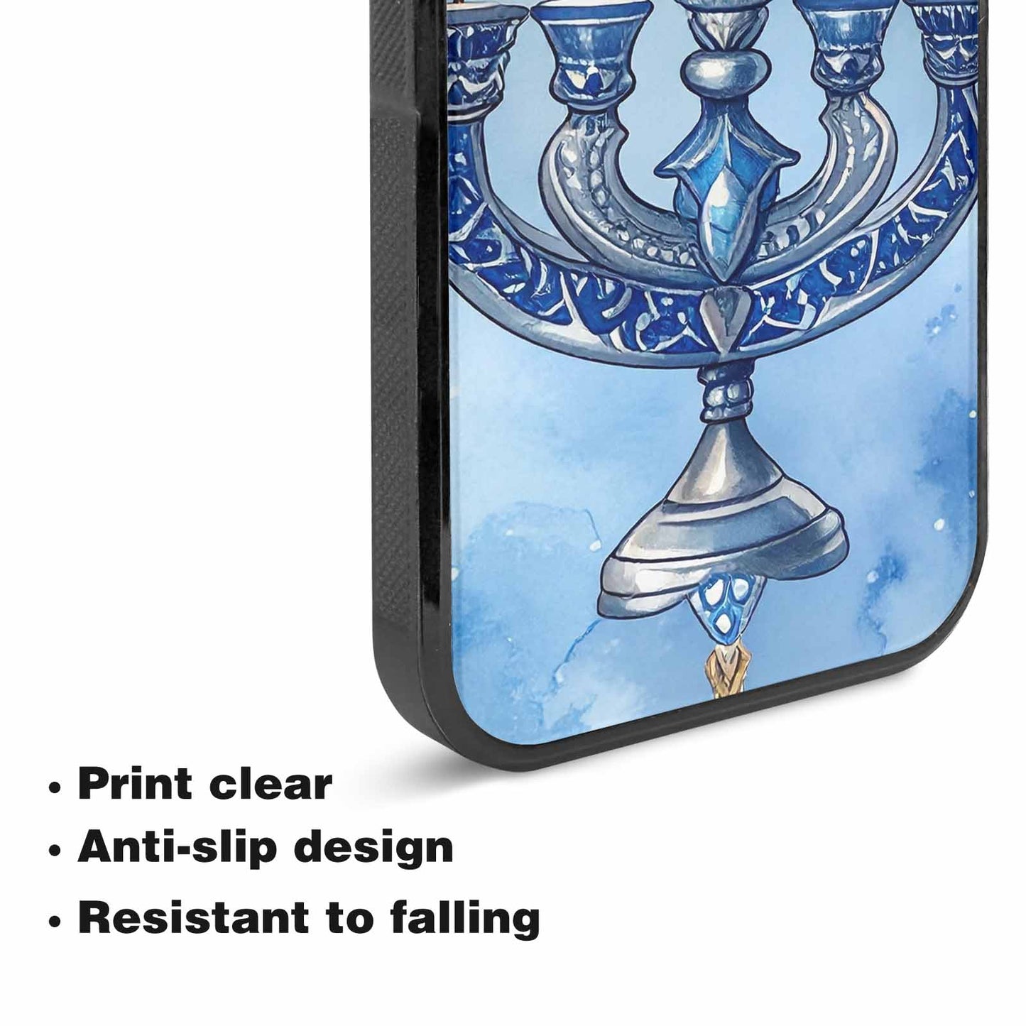 iPhone 15 Plus Case — Hanukkah Menorah Pattern Seamless Repeat Jewish, Custom Print Case Cover