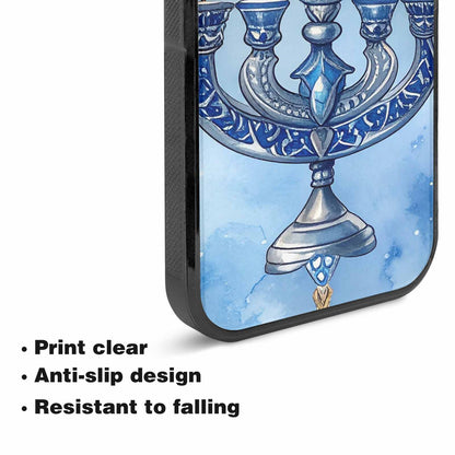 iPhone 15 Plus Case — Hanukkah Menorah Pattern Seamless Repeat Jewish, Custom Print Case Cover