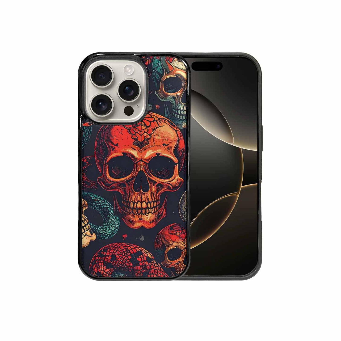 iPhone 16 Pro Case — Snake Skulls Print Custom, Custom Phone Case
