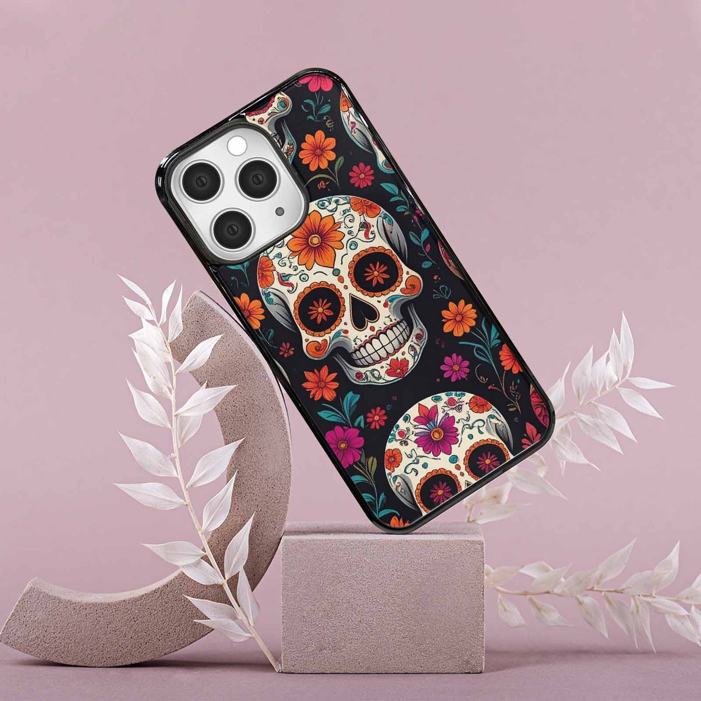 iPhone 15 Pro Max Case — Dia De Los Muertos Sugar Skull, Custom Phone Case