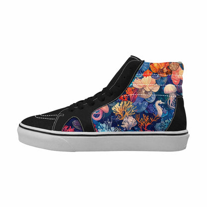 MEN'S Fish Scale Coral High Top Canvas Vibrant Chaos Sneakers