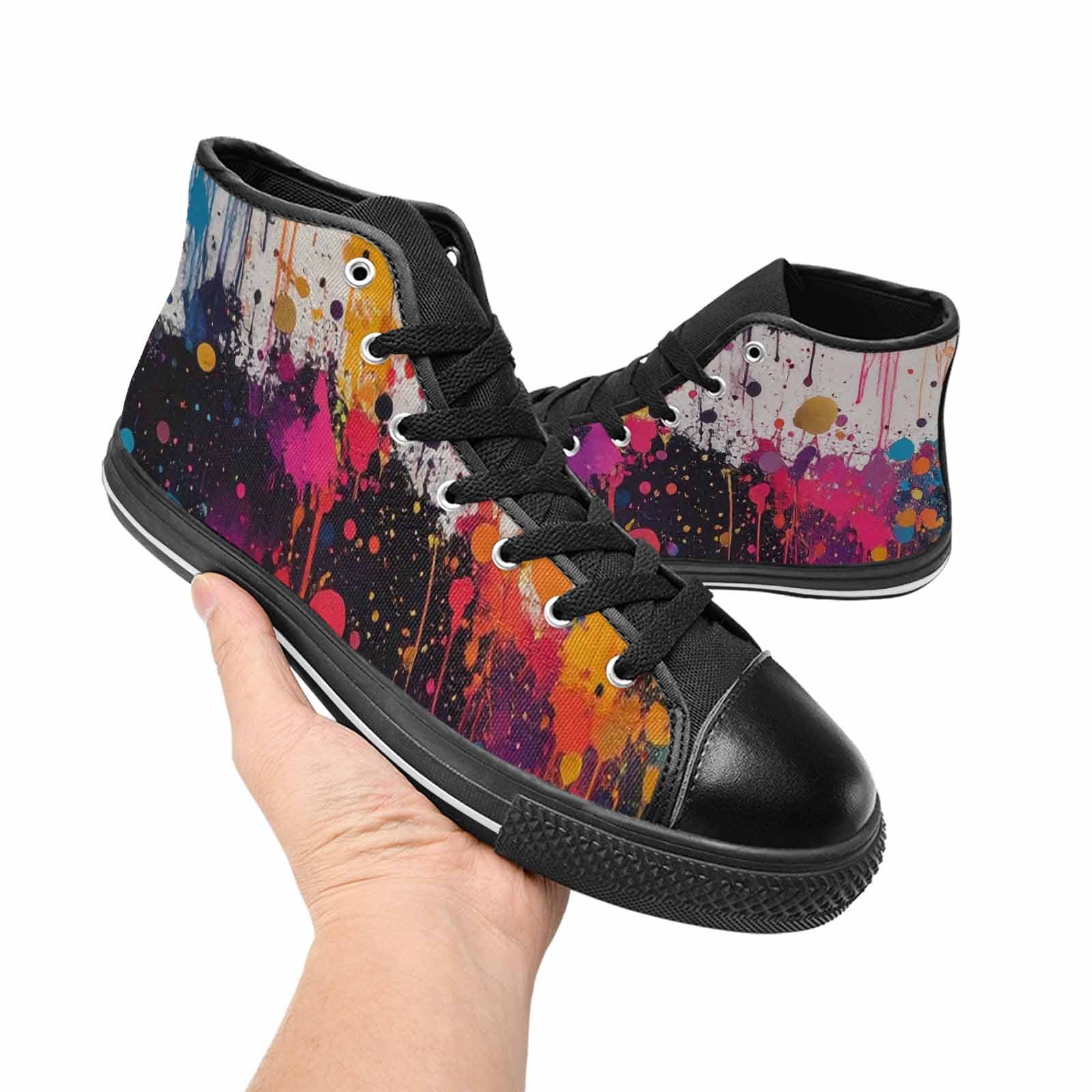 WOMEN'S Paint Splatter High Top Canvas Surreal Custom Shoes