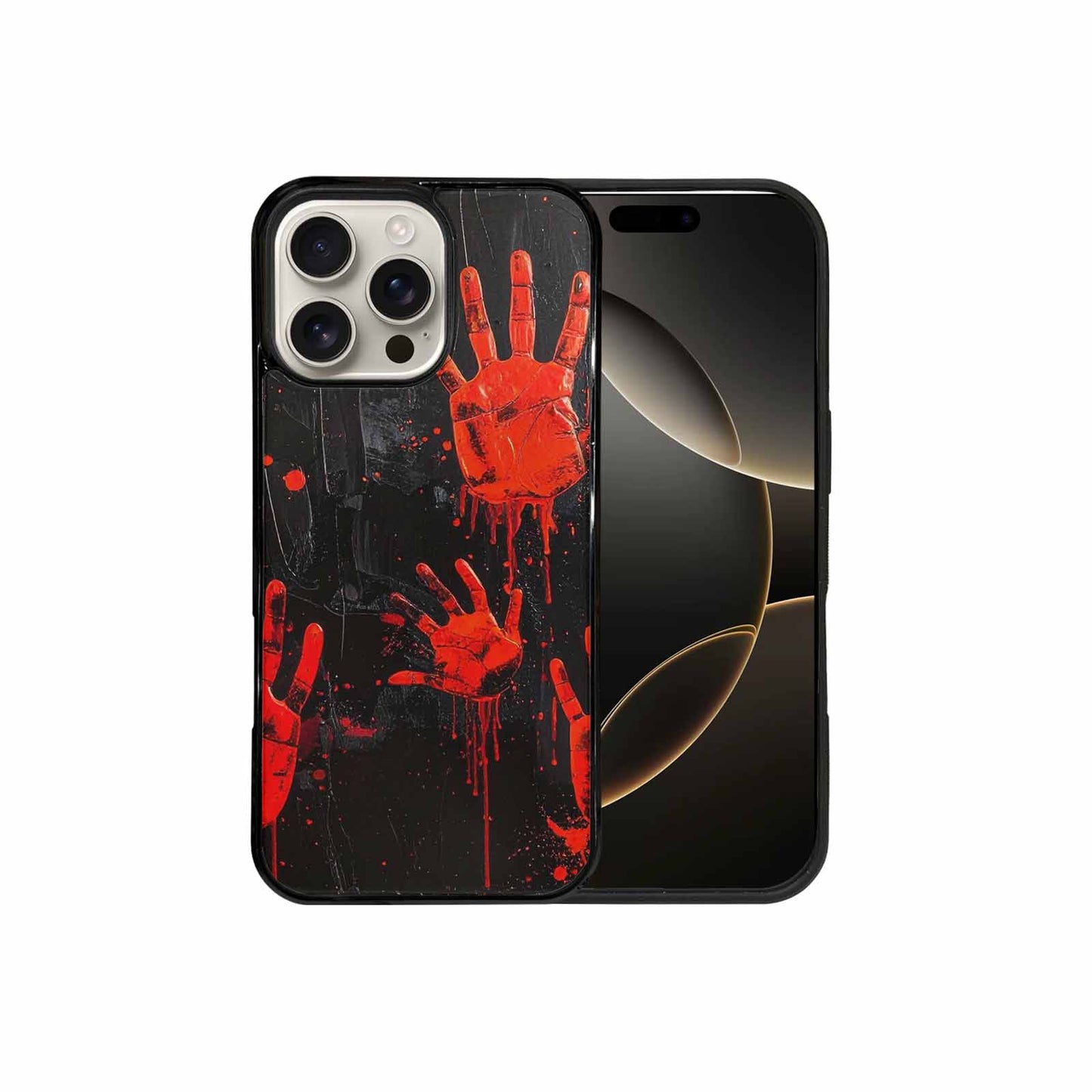 iPhone 16 Pro Max Case — Splatter Paint Art Hand Prints Black, Unique Phone Case Design