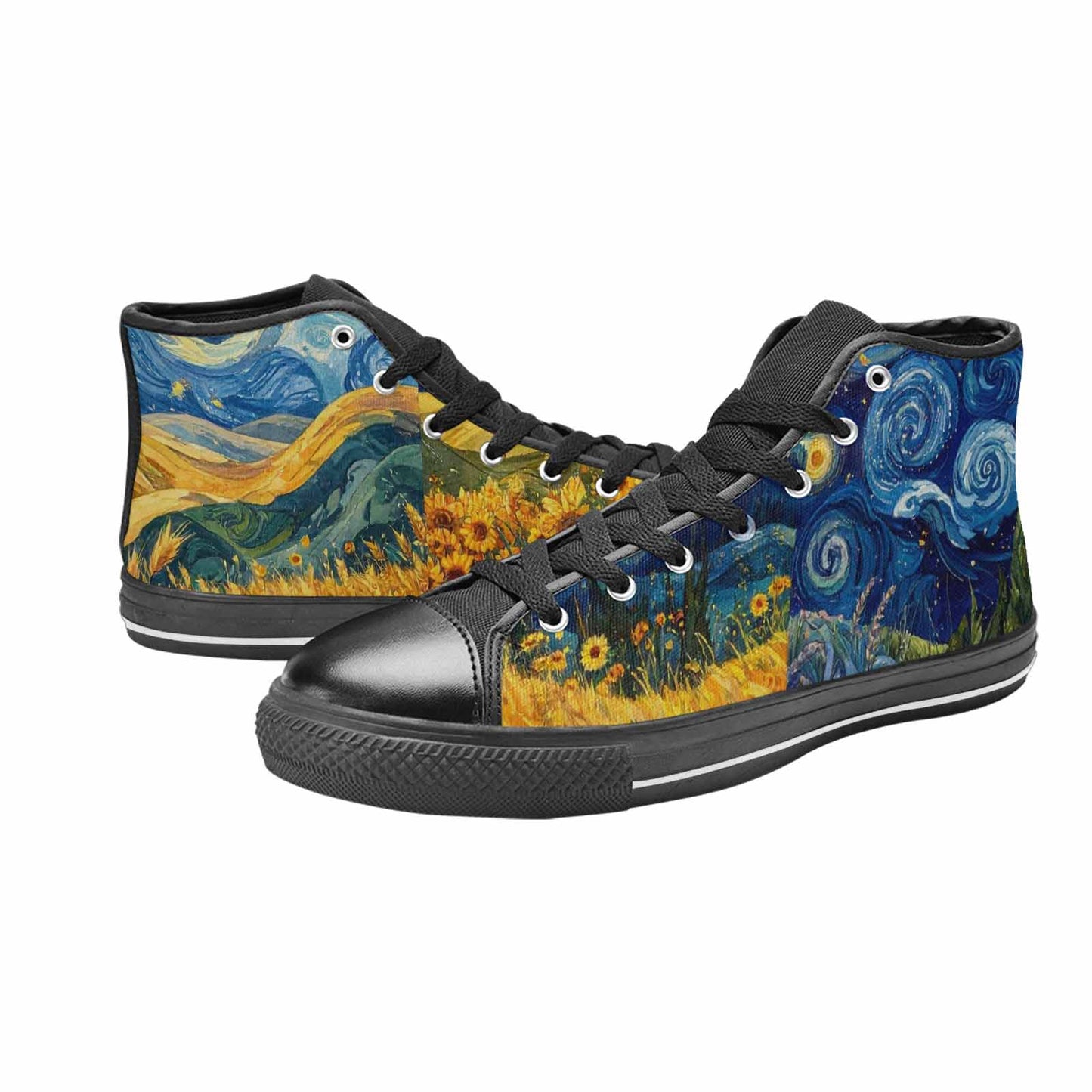 WOMEN'S Van Gogh-Style Swirl High Top Canvas Dreamcore Shoes