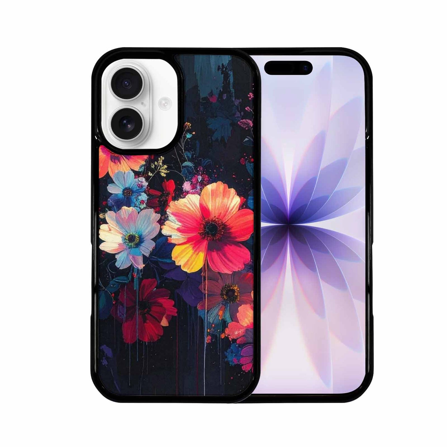 iPhone 17 Case — Shadowy Glitch Floral Pattern Floral, Custom Print Case Cover