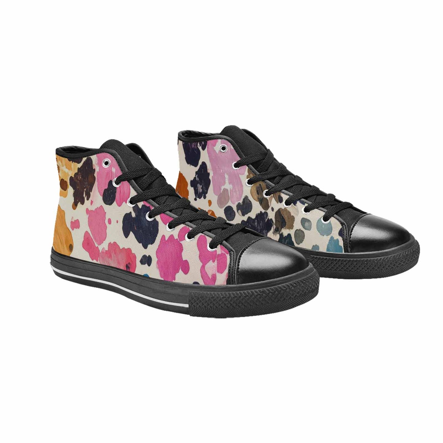 MEN'S Cow Animal Print High Top Canvas Surreal Custom Shoes
