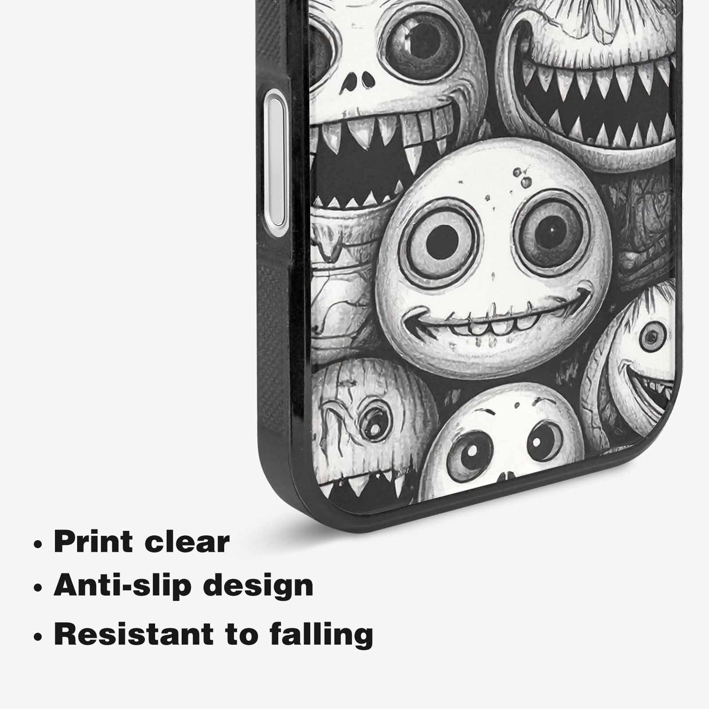 iPhone 16 Plus Case — Black And White Monster Face Collage, Custom Print Case Cover
