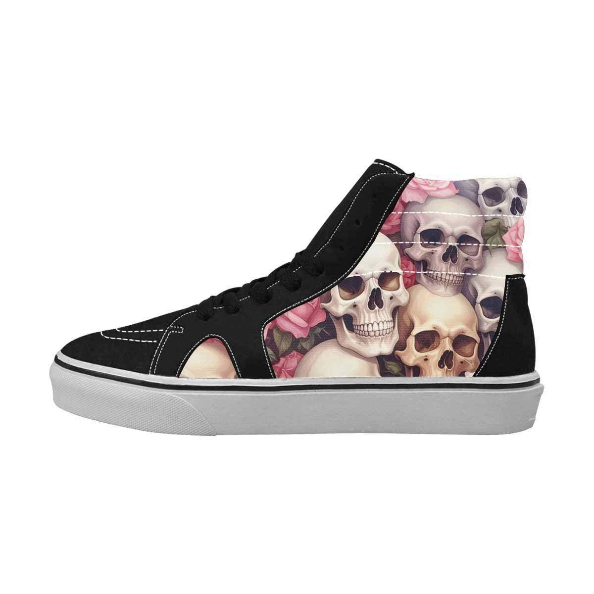 WOMEN'S Skulls Roses Soft Airbrush High Top Canvas Vivid Sneakers
