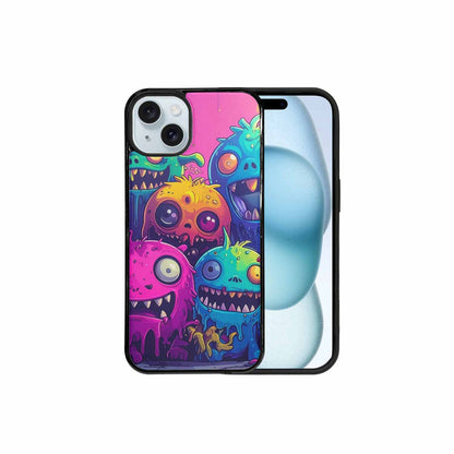 iPhone 15 Plus Case — Overlapping Endlessly No Empty Space Monsters, Custom Printed Phone Case
