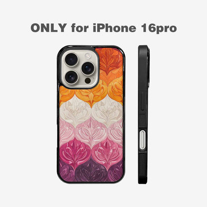 iPhone 16 Pro Case — Lesbian Flag Color Theme Small Rainbow, Original Design Phone Case