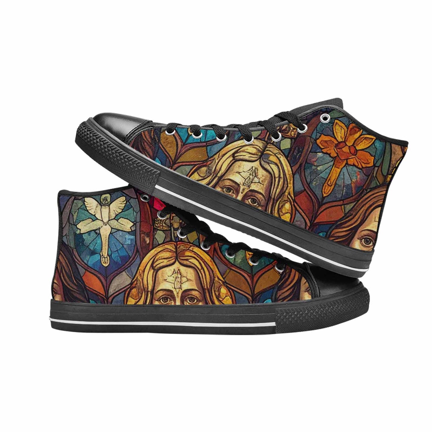 MEN'S Jesus Face Small High Top Canvas Vibrant Chaos Shoes