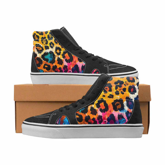 WOMEN'S Leopard Full Color High Top Canvas Artist-designed Grunge Custom Canvas Shoes
