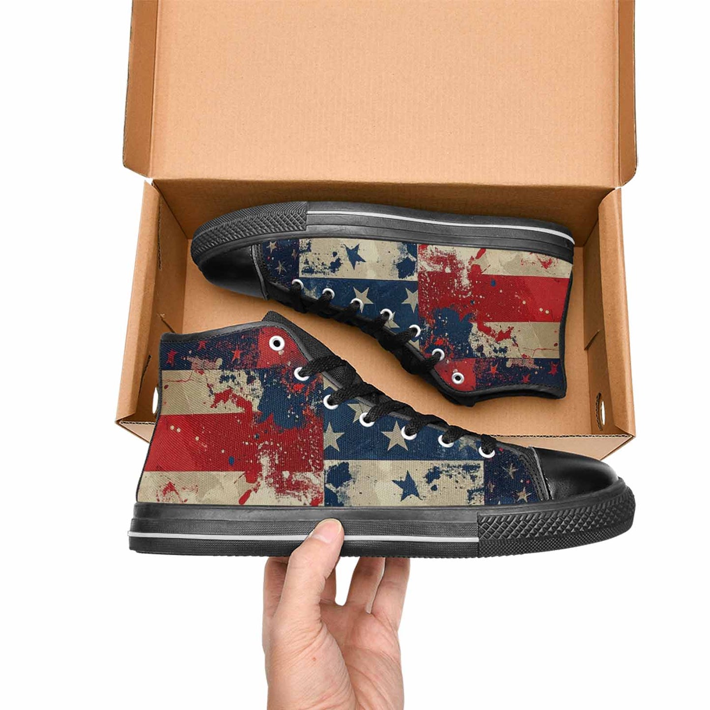 MEN'S American Flag Stars High Top Canvas Aesthetic Custom Sneakers