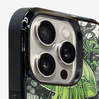 iPhone 16 Pro Max Case — Sea Creature Burst Black Green Ink, Custom Art Phone Cover