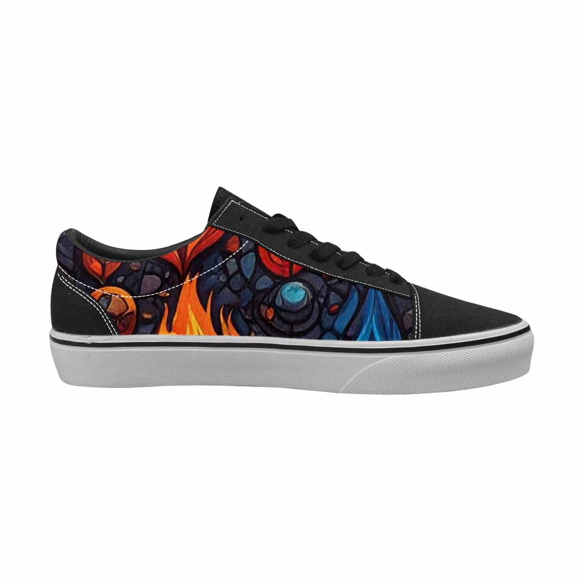 WOMEN'S Fire Flame Canvas Lace-Up Grunge Custom Shoes