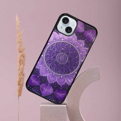 iPhone 15 Plus Case — Purple Mandala Bohemian Print Edge To, Custom Designed Case Cover