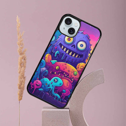 iPhone 15 Plus Case — Overlapping Endlessly No Empty Space Monsters, Custom Phone Case