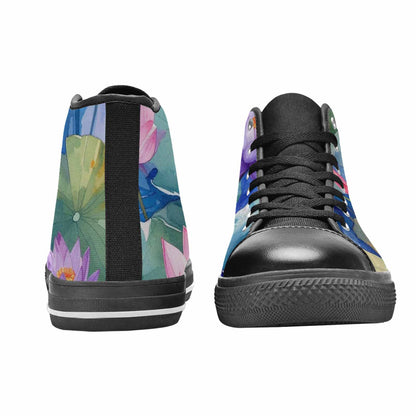 WOMEN'S Monet-Style Impressionist Water High Top Canvas Neon Fantasy Custom Sneakers