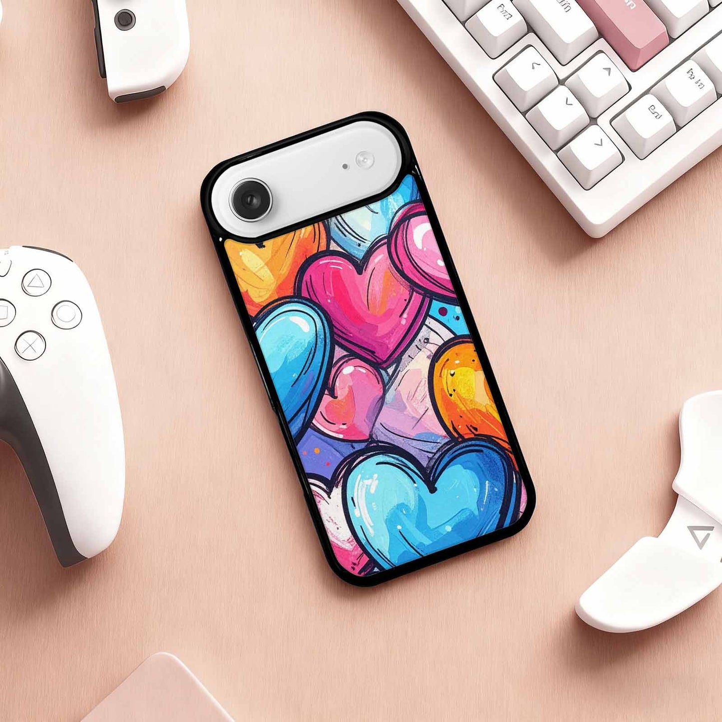iPhone 17 Air Case — Pastel Summer Heart Shape Original Art, Custom Phone Case