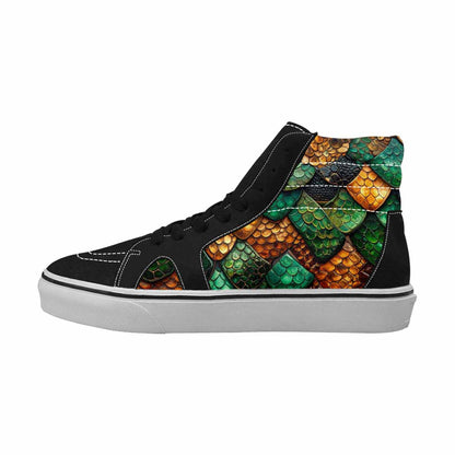 WOMEN'S Snake Skin Reptile High Top Canvas Wallpaper Art Custom Sneakers