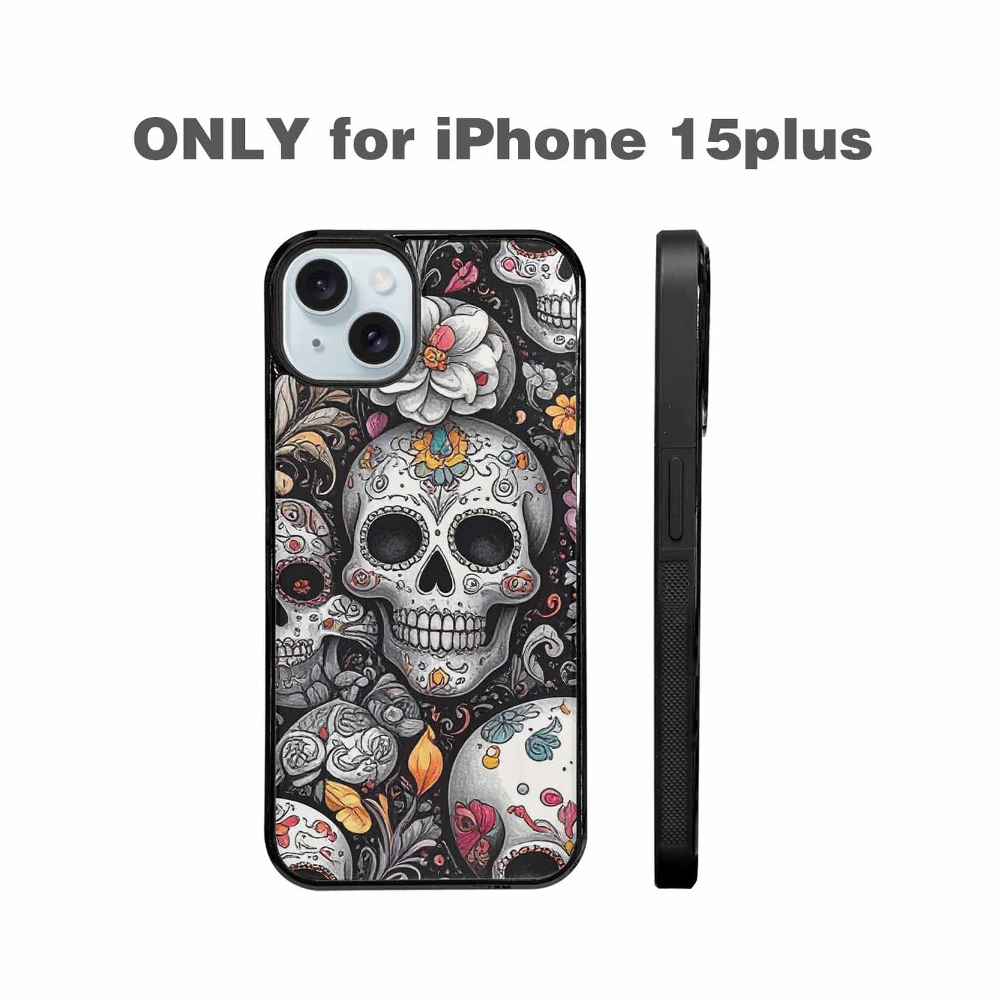 iPhone 15 Plus Case — Greyscale Black And White Dark Black, Unique Phone Case Design
