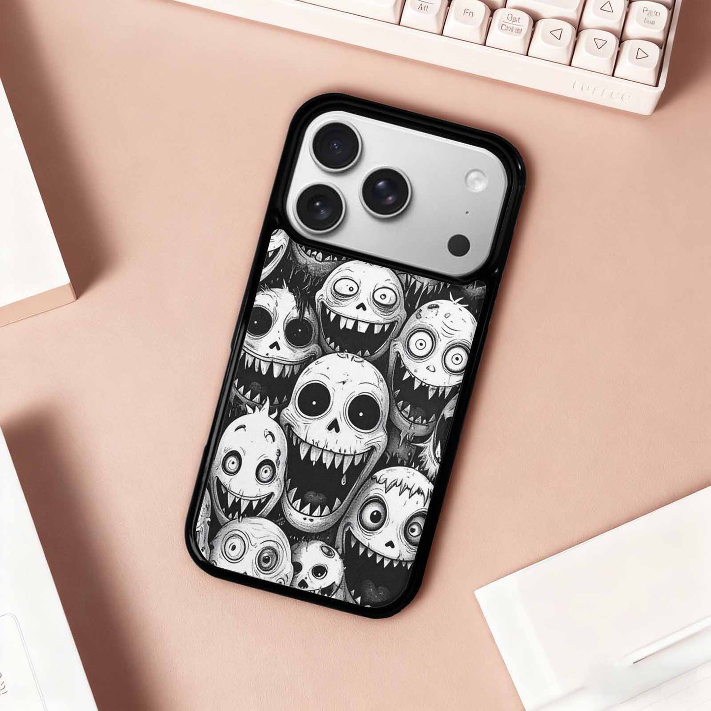 iPhone 17 Pro Case — Black And White Monster Face Original, Custom Designed Case Cover