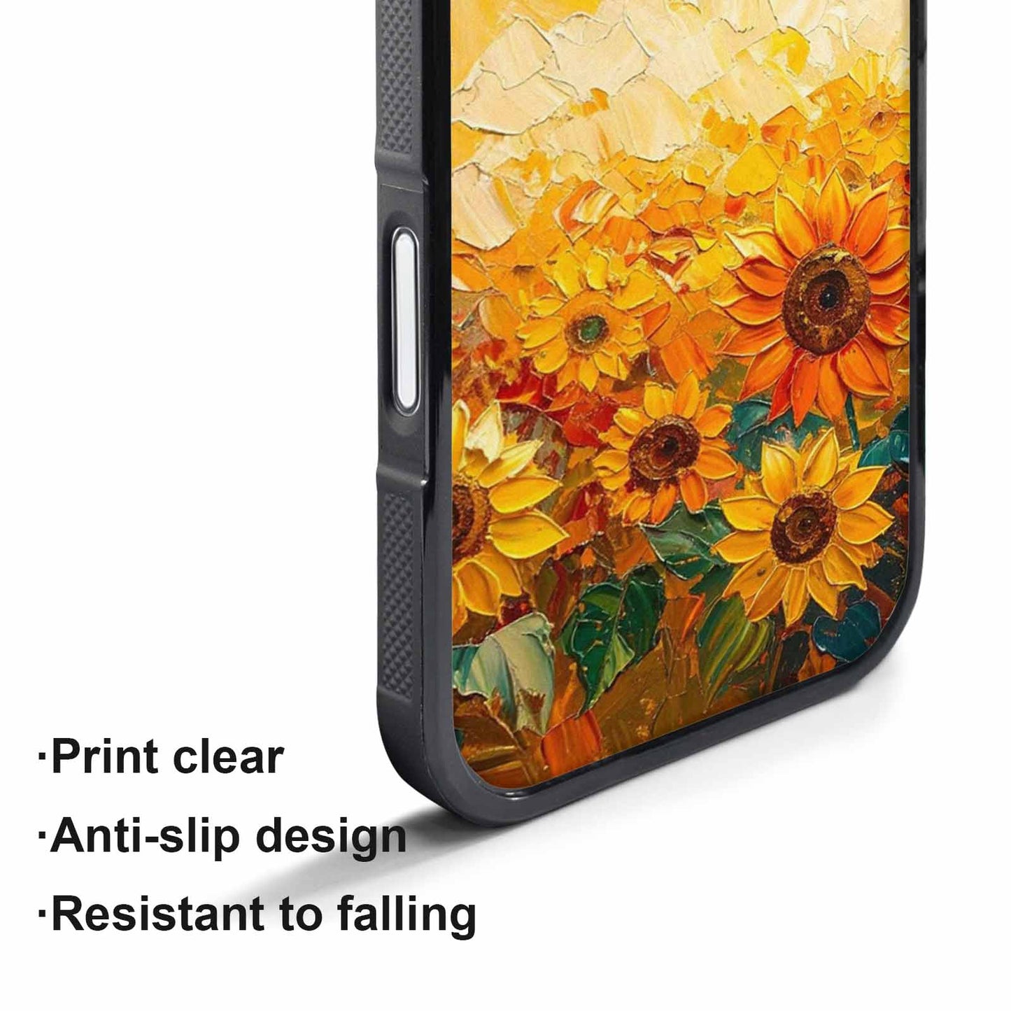 iPhone 17 Pro Case — Impressionist Sunflower Brushstroke Pattern Hundreds Floral, Custom Print Case Cover