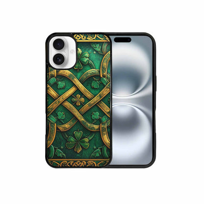 iPhone 16 Plus Case — Irish Celtic Knot Pattern Shamrocks Seamless, Personalized Phone Case